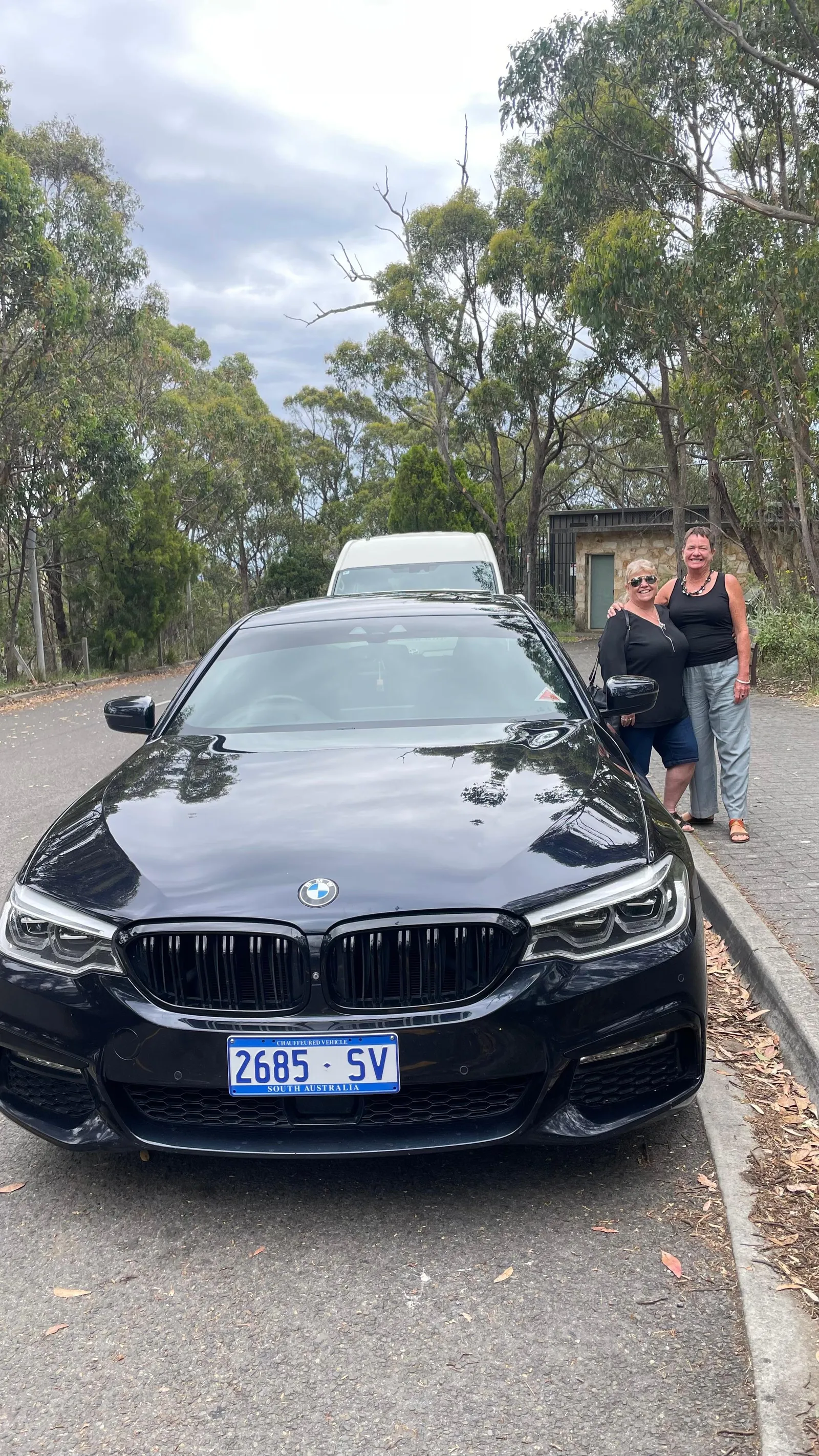 The tour sedan at a lookout in the Adelaide Hills