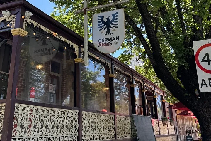 The German Arms hotel verandah on the main street of Hahndorf