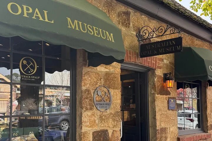 The opal museum shopfront in a sandstone building in Hahndorf