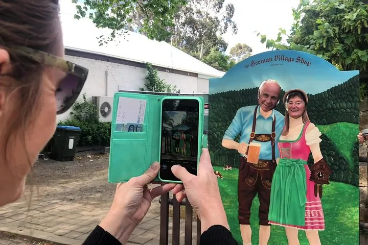 A German village painted cut-out board in Hahndorf